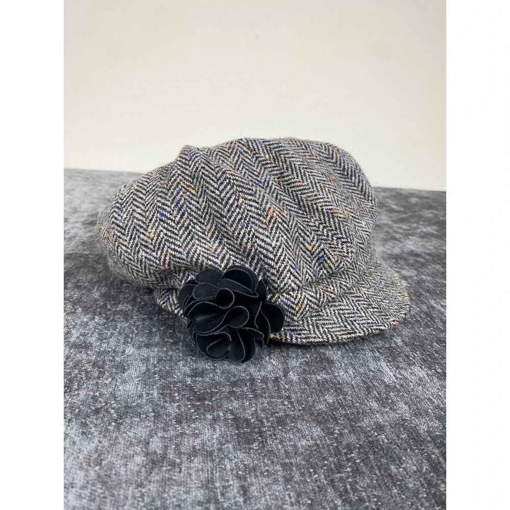Mucros Weavers Herringbone Ireland Wool Newsboy Cap Grey